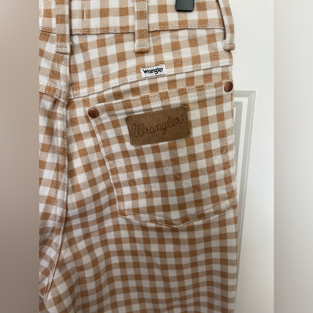 Wrangler Beige Gingham Wide Leg Jeans - Picture 7 of 8